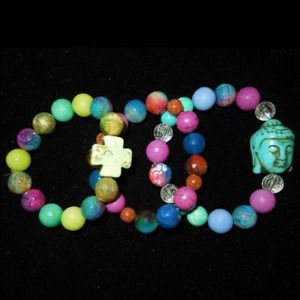 Handmade set of stretch bracelets