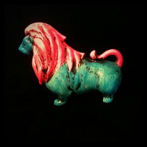 Shabby chic psychedelic lion piggy bank