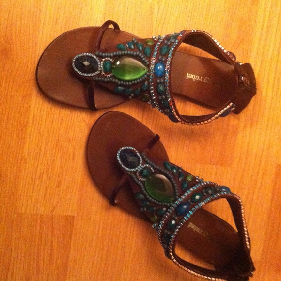 Luxury rebel gemstone, zip back sandals.