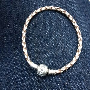 Pandora 7 inch leather bracelet