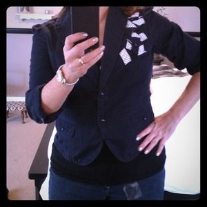 Ann Taylor LOFT size 12 navy 3/4 sleeve blazer!