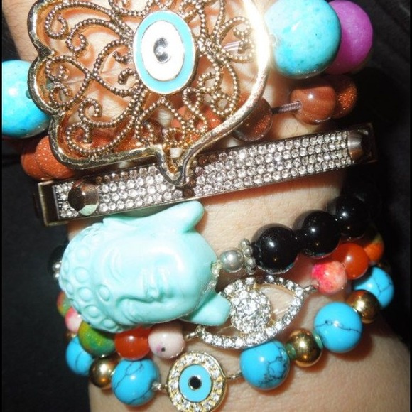 Hamsa and evil stretch bracelets