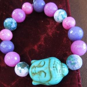Turquoise buddha head stretch bracelet