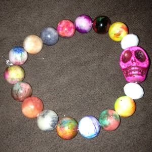 Tie die stretch skull bracelet