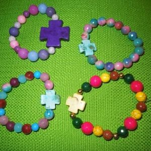 Variety of cross stretch bracelets