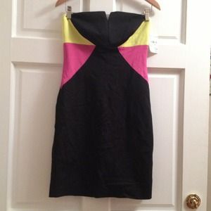 Trina Turk Strapless Colorblock Cocktail Dress