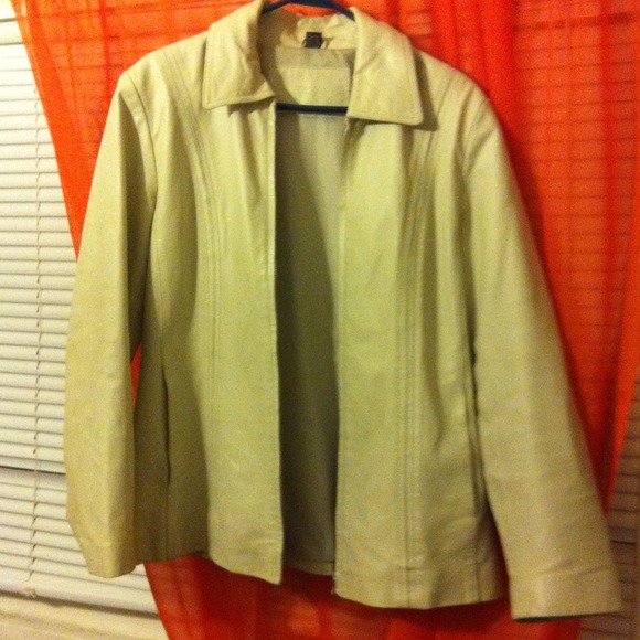 Cream Leather Jacket