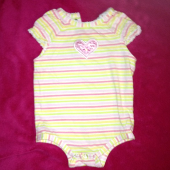 3-6 mo girls onesie pink green and yellow