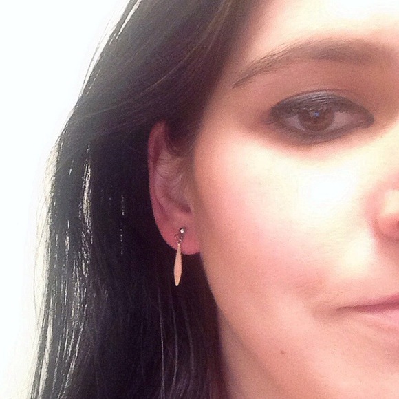 Vintage Peach Enamel and Silver Drop Earrings