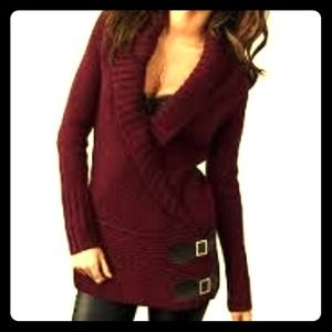Victoria's Secret leather buckle wrap sweater.