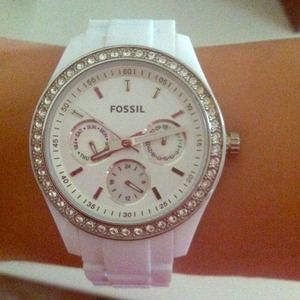 White Fossil watch
