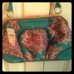 Bohemian print latch purse & Red rope necklace