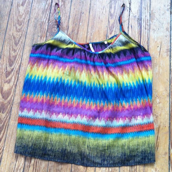 Bright sheer Aztec inspired tank