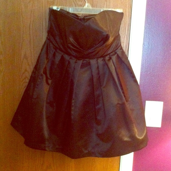 Black, silky satin, tulle lined bubble dress.