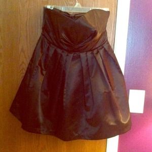 Black, silky satin, tulle lined bubble dress.