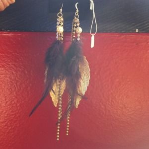 Purple Feather Earrings