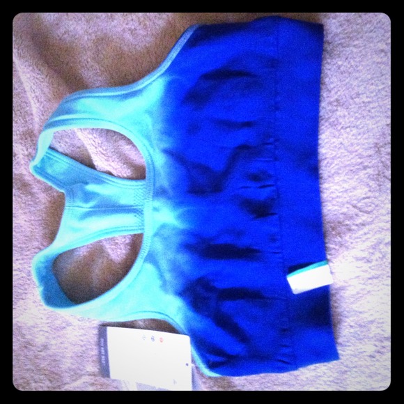 A premium baby blue and dark blue sports bra.