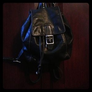 Black leather coach backpack