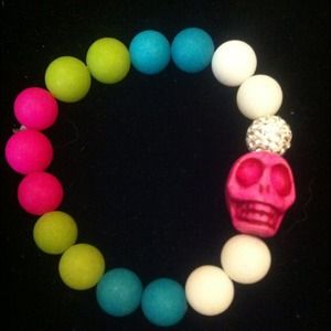 Skull Shamballa stretch bracelet