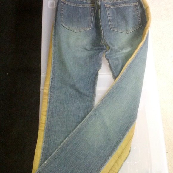 INC jeans with suede sides. WORN 1 TIME ONLY!!
