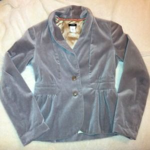 JCrew Grey Velvet Peplum Blazer