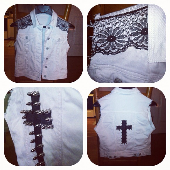 SOLD White denim distressed vest
