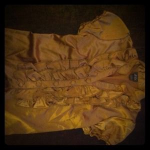 Gold ruffle blouse