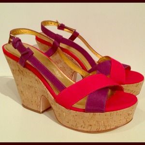 Kate Spade NEW red & purple wedge/platform shoes!