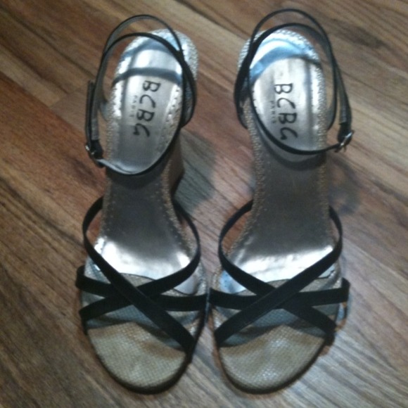 BCBG Leather Wedge Sandal