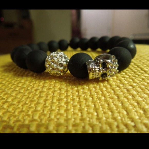 Matte Stretch Swarovski Shamballa and Skull