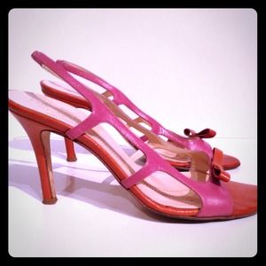 Kate Spade pink & orange leather slingback heel!