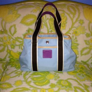 Coach Hamptons Light Blue/White Reversible Tote