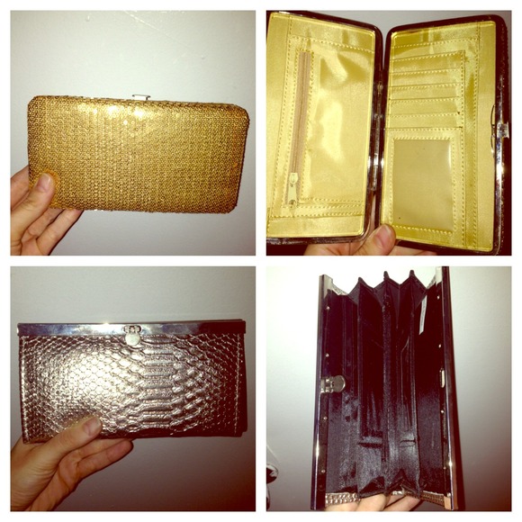 REDUCED 2 clutches gold sequin & silver snake skin - Picture 1 of 3