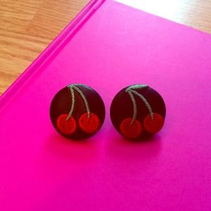 Cherry button earrings