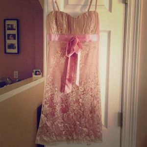 Pink/tan lace dress junior size 11