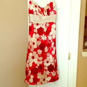 Red/Ivory Spag. Strap Dress