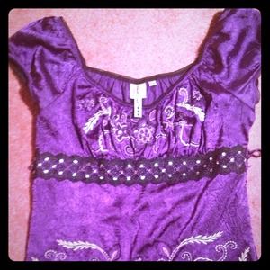 Satin purple embroidered shirt