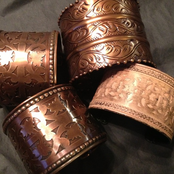 Set if 4 brass copper plate bangles