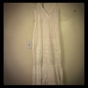 White knit dress!! Looks amazing w/denim jacket