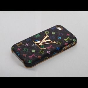 LV black leather iphone 4 4s case