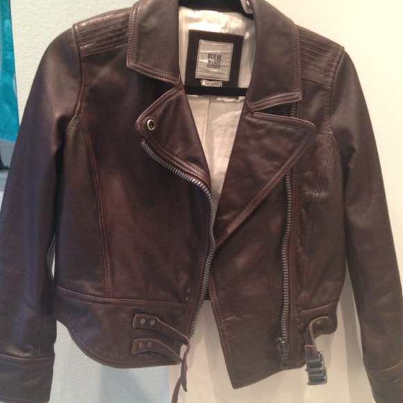 Abercrombie & Fitch Jackets & Blazers - Ruehl Brown Leather Biker Jacket