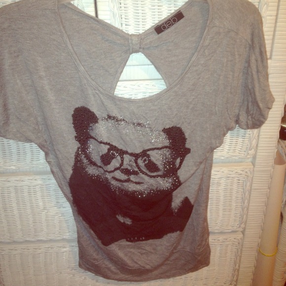 Nerdy grey panda shirt.