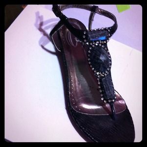 Cute black snake skin sandals