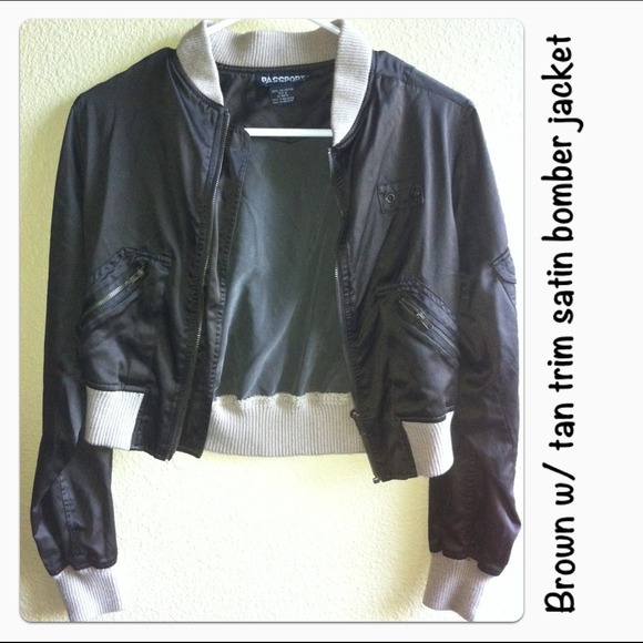 Brown satin bomber jacket