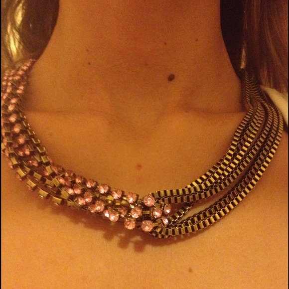 ❌SOLD in Bundle Rose Rhinestone & Chain Necklace - Picture 2 of 3