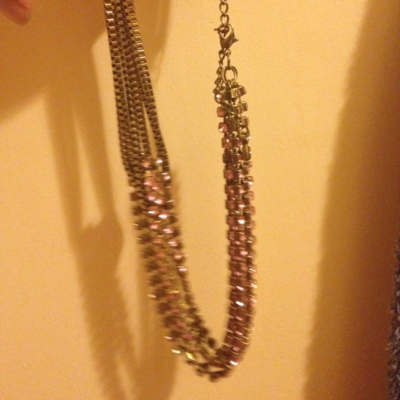 ❌SOLD in Bundle Rose Rhinestone & Chain Necklace - Picture 3 of 3