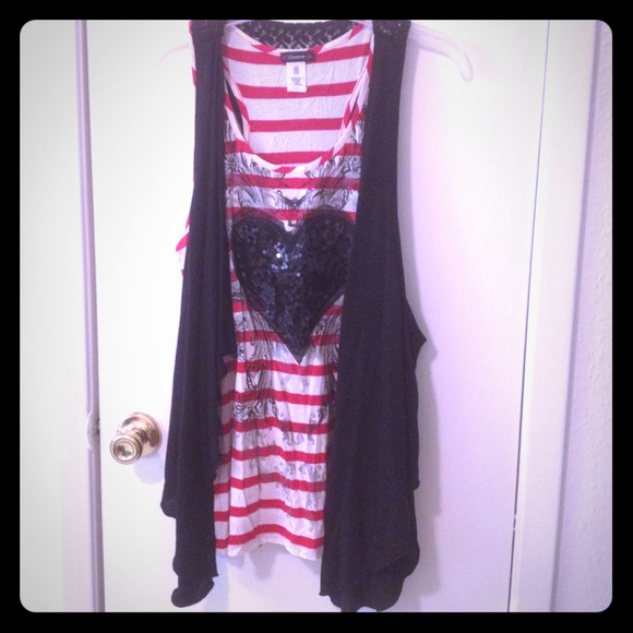 Striped Heart Top/Vest