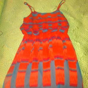 Coral and turquoise print Calvin Klein dress