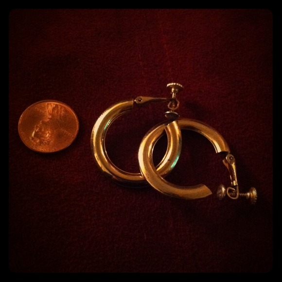 Gold Tone Earring Hoops w/Screw Backs
