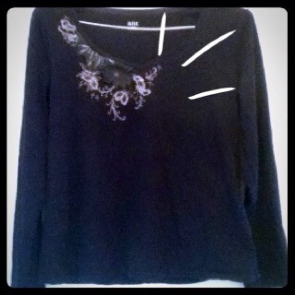 Black Shirt with Embroidered Detail - Picture 1 of 2